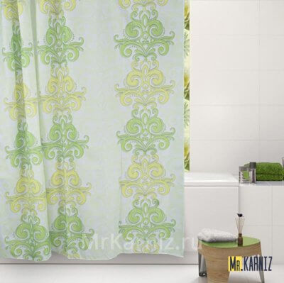 Штора для ванной DAMASK зеленая