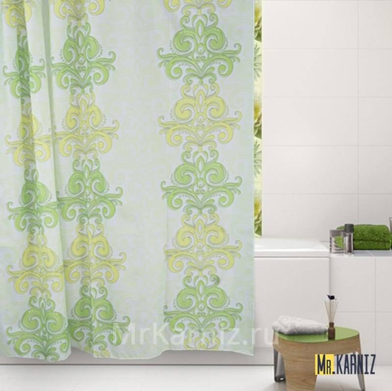 Штора для ванной DAMASK зеленая Штора для ванной DAMASK зеленая
